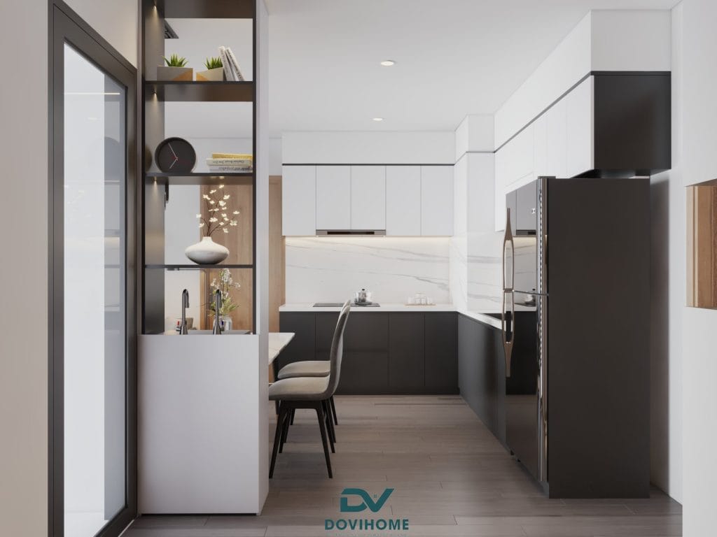 THIẾT KẾ NỘI THẤT CHUNG CƯ THE TOKKIN 82m2 4 Nội thất phòng Bếp tiện nghi