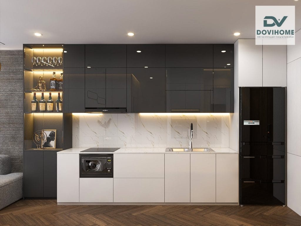 THIẾT KẾ NỘI THẤT CHUNG CƯ VINHOME SMART CITY TÂY MỖ - 61m2 6 Phong cách phòng bếp hiện đại tiện nghi