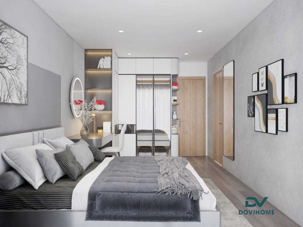 THIẾT KẾ NỘI THẤT CHUNG CƯ THE TOKKIN 82m2 6 Thiết kế không gian phòng ngủ ấm áp