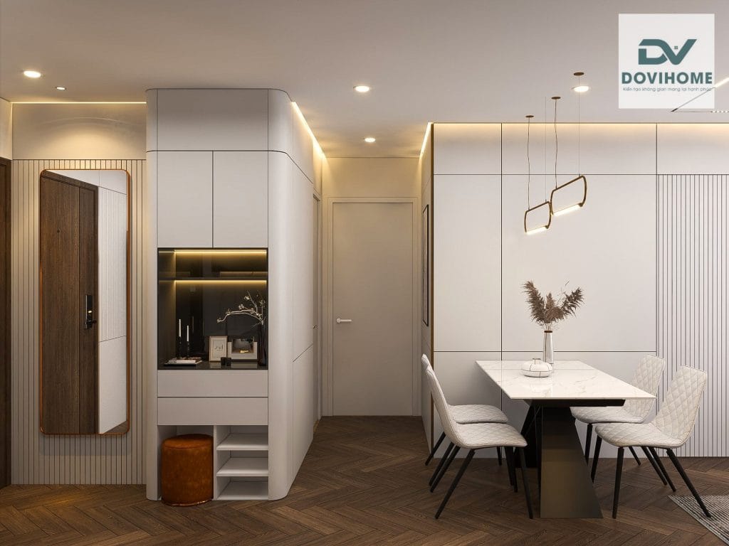 THIẾT KẾ NỘI THẤT CHUNG CƯ VINHOME SMART CITY TÂY MỖ - 61m2 4 Thiết kế độc đáo, tiện lợi tạo một góc sang trọng trong căn hộ
